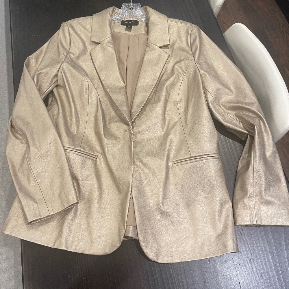 women's Faux leather metallic blazer